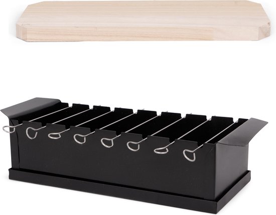SENZA BBQ met serveerplank - Grillplaat - BBQ to go - Inclusief spiesjes - Zwart van Senza