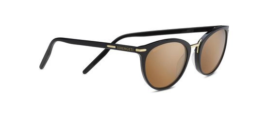 Serengeti Zonnebril - High Contrast Polarised Photochromic - Elyna Shiny Black Drivers Gold 8846 van Serengeti