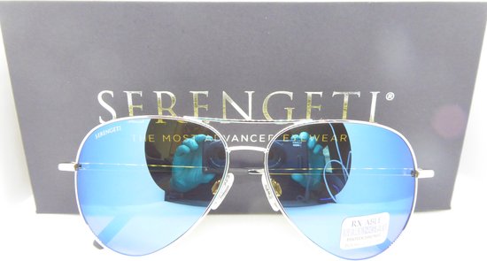 Serengeti, zonnebril, model carrara, kleur 8547, shiny silver, glas: polarized blue mirror van Serengeti