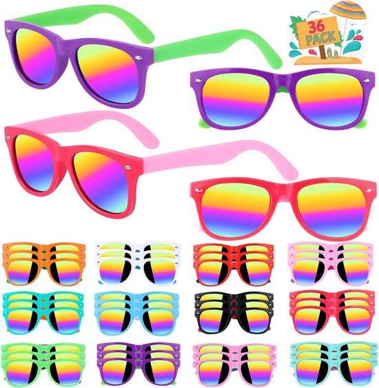 Set Neon Zonnebrillen voor Kinderen - Feestbrillen Strand & Party Accessoire van Merkloos