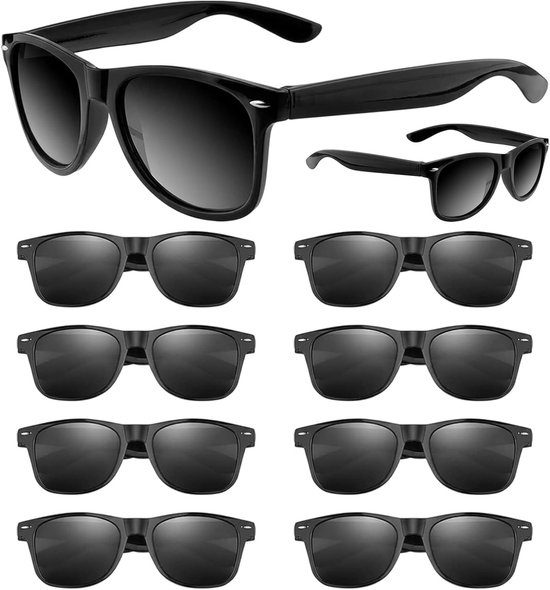Set van 10 Zonnebrillen - Zwart - Gepolariseerd - Retro Vintage Zonnebrillen voor Dames en Heren