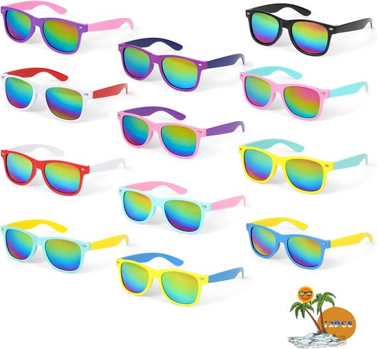 Set van 12 Kinderzonnebrillen Feestartikelen Neon Veelkleurig van Merkloos