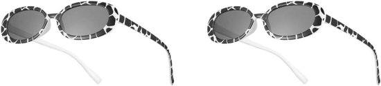 Set van 2 kleine ovale zonnebrillen met koeienpatroon, trendy voor vrouwen, meisjes en kinderen, ideaal voor dagelijks gebruik en feesten, UV-bescherming, modieus en leuk