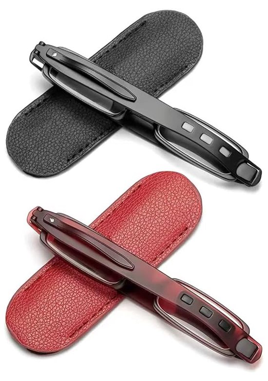 Set van 2 leesbrillen met blauwlichtfilter en etui - Compacte mini-opvouwbare brillen voor onderweg (+3.0)