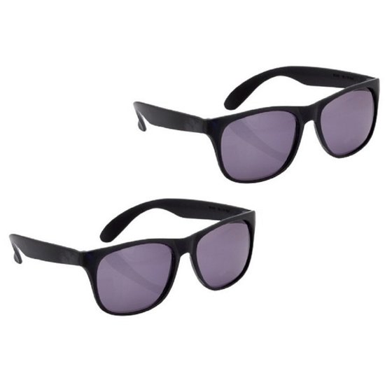 Set van 2x stuks voordelige zwarte verkleed zonnebrillen - Blues Brothers brillen van Bijtel