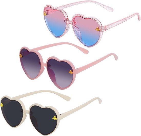Set van 3 Hartvormige Zonnebrillen voor Kinderen - Strandfeest Accessoires