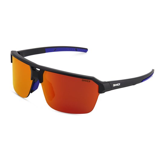 SINNER Bolt - Sportbril/ Zonnebril - Zwart - Rode lens - Unisex - One size - BIO based frame van Merkloos