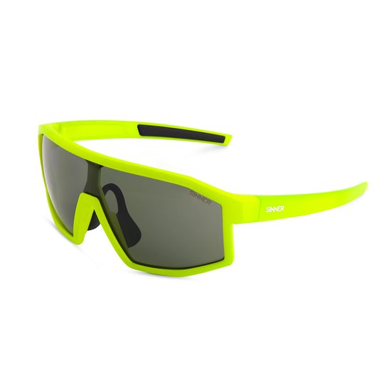 SINNER Lys - Sportbril/ Zonnebril - Mat neon groen/ mat zwart - Junior - One size - BIO based frame van Merkloos