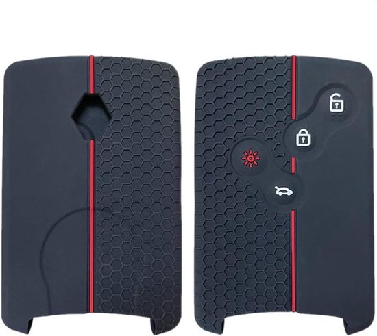 sleutelhoesje Renault Clio Scenic Megane - Honingraatpatroon - Zwart Rood van Merkloos