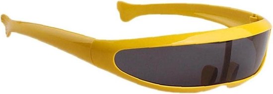 Smalle Zonnebril - Cyclops Bril - Feestkostuum Accentueren - Gespiegelde Enkele Lens - One Size - Geel Zwart