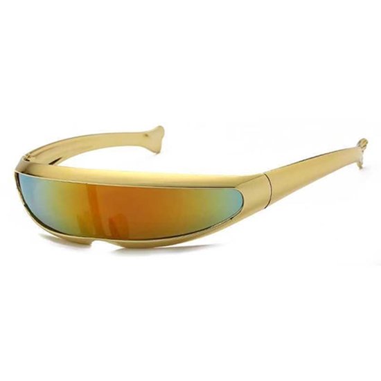 Snelle planga - Zonnebril - Zonnebrillen - Festival bril - Rave bril - Glasses - Goud - Multicolor glas van Snelle