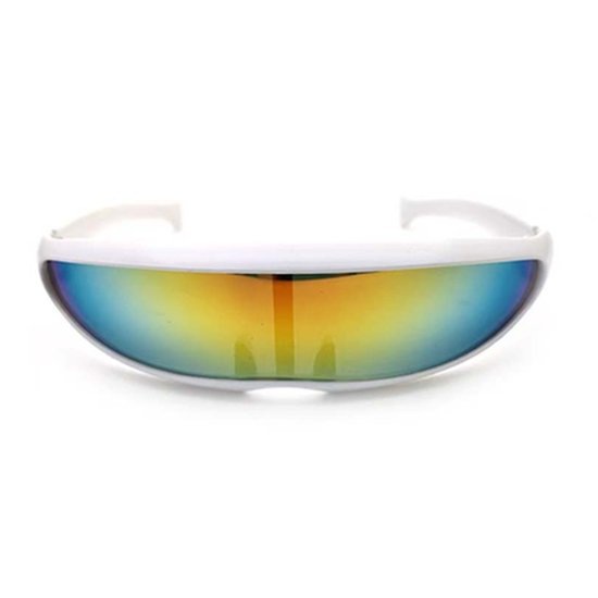 Snelle planga - Zonnebril - Zonnebrillen - Festival bril - Rave bril - Glasses - Wit - Multicolor glas van Merkloos