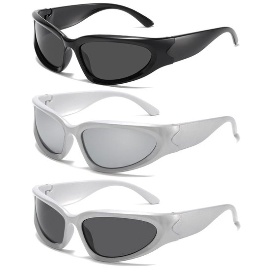 Solidchoice - 3 Paar Retro Zonnebrillen voor Volwassenen