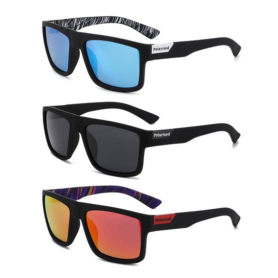 Solidchoice - 3 Pack Polarized Zonnebrillen met UV400 Bescherming - Retro Stijl voor Buitenactiviteiten