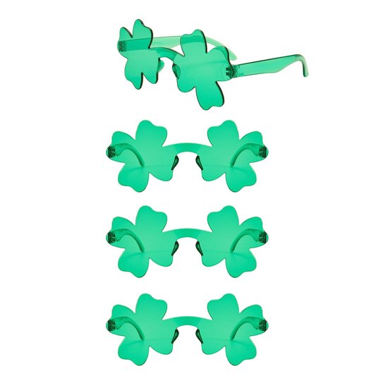 Solidchoice - 4 Stuks Klavertje Vier Bril - Feestelijke Groene Zonnebrillen Voor Foto-rekwisieten