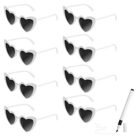 Solidchoice - 8 Stuks Hartvormige Zonnebrillen voor Feesten en Bruiloften