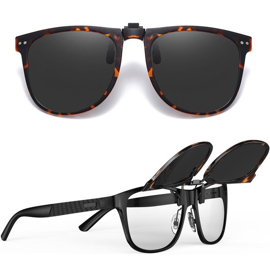 Solidchoice - Oversized gepolariseerde clip zonnebril voor heren en dames