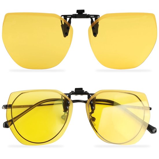 Solidchoice - Polarized Clip-On Zonnebril met Gele Lenzen voor Nachtzicht