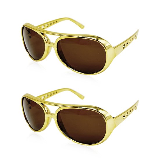 Solidchoice - Retro Goudkleurige Rockstar Zonnebril Set van 2