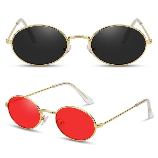 Solidchoice - Set van 2 Retro Zonnebrillen met Ovalen Lenses