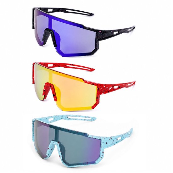 Solidchoice - Set van 3 Fietsbrillen voor Kinderen met UV400 Bescherming