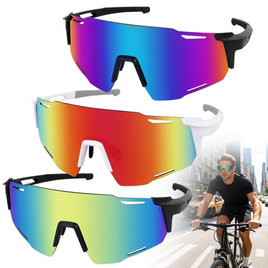 Solidchoice - Set van 3 Gepolariseerde Sportzonnebrillen voor Dames en Heren