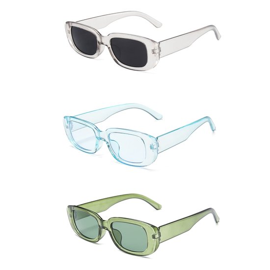 Solidchoice - Set van 3 Retro Rectangulaire Zonnebrillen voor Dames