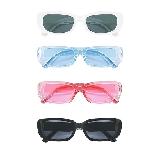 Solidchoice - Set van 4 Retro Zonnebrillen in Verschillende Kleuren