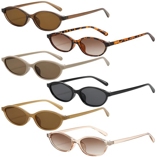 Solidchoice - Set van 6 Retro Oval Zonnebrillen voor Dames met UV-bescherming