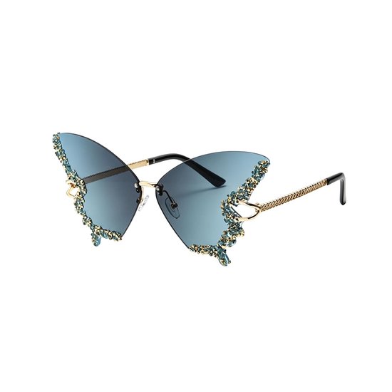 Solidchoice - Zomer Butterfly Zonnebril met Diamant Accenten voor een Stijlvolle Look