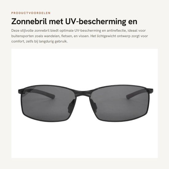 Solidchoice- Zonnebril Lichtgewicht Design - UV-bescherming - Antireflectie - Heren/Dames - Metalen Frame - Lensbreedte 65 mm