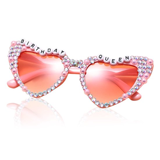 Solidchoice- Zonnebril Roze Hartvormig - Verjaardag Zonnebril - Cat Eye Zonnebril - Feest Zonnebril - Lichtgewicht - Duurzaam Montuur - Feestzonnebril