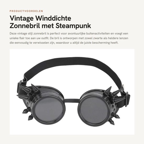 Solidchoice- Zonnebril Vintage Stijl - Winddichte Fietsbril - Verstelbare Neuspads - Zwarte/Heldere Lenzen - Duurzaam ABS Materiaal - Uniek Ontwerp