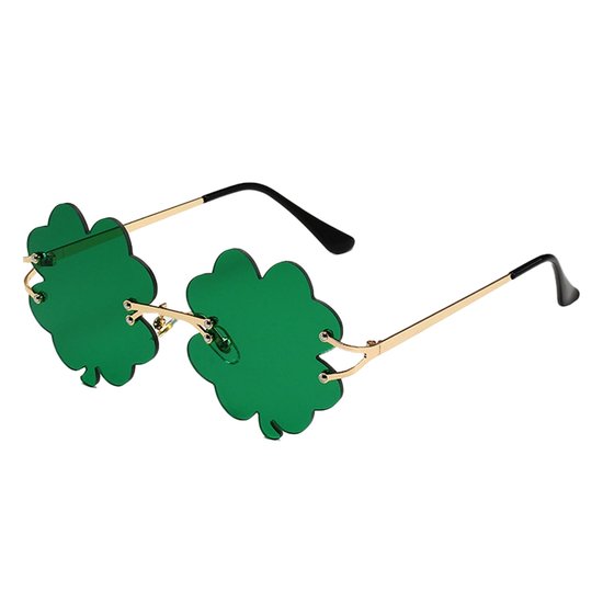SolidKeus - Groene Zonnebril voor St. Patrick's Day met Metalen Montuur