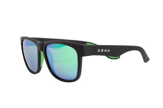 Søna - The One Up - Black & Green - Zonnebril - Hardlopen - Sporten - Zwart en Groen van Merkloos