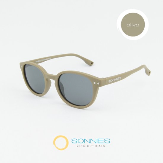 Sonnies - Kinder Zonnebril Palermo Olivo - Leeftijd 4 jaar - 5 jaar - 6 jaar - 7 jaar - gepolariseerde glazen met UV400 bescherming - lichtgewicht frame - buigzaam en flexibel - jongens en meisjes - kinderzonnebril - Zonnebril Kind - kleur Olijfgroen van Sonnies