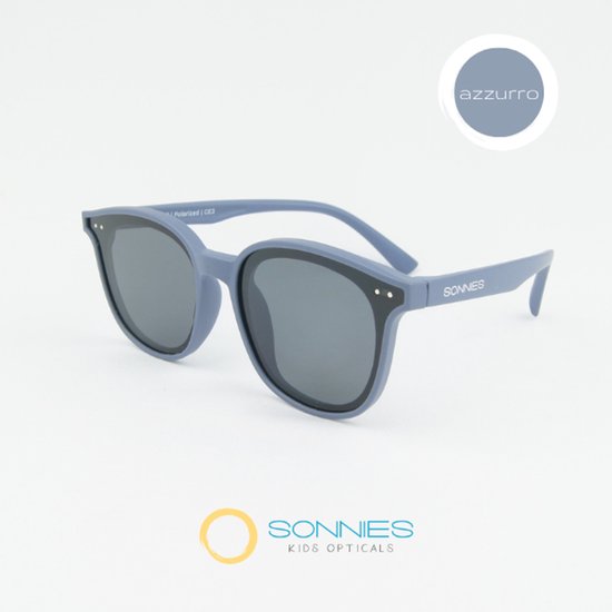 Sonnies - Kinder Zonnebril Pistoia Azzurro - Leeftijd 7 jaar - 8 jaar - 9 jaar - 10 jaar - gepolariseerde glazen met UV400 bescherming - lichtgewicht frame - buigzaam en flexibel - jongens en meisjes - kinderzonnebril - Zonnebril Kind - kleur blauw van Sonnies