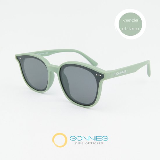 Sonnies - Kinder Zonnebril Pistoia Verde Chiaro - Leeftijd 7 jaar - 8 jaar - 9 jaar - 10 jaar - gepolariseerde glazen UV400 bescherming - lichtgewicht frame - buigzaam flexibel - jongens meisjes - kinderzonnebril - Zonnebril Kind - kleur lichtgroen van Sonnies