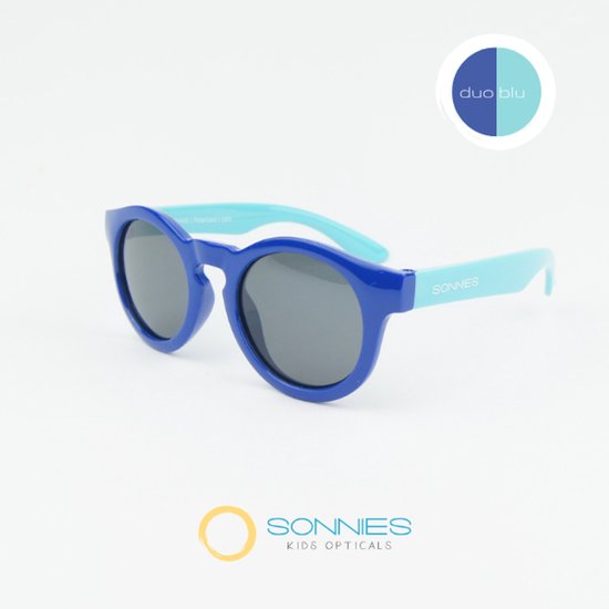 Sonnies - Kinder Zonnebril Roma Duo Blu - Leeftijd 1 jaar - 2 jaar - 3 jaar - gepolariseerde glazen met UV400 bescherming - lichtgewicht frame - buigzaam flexibel - jongens en meisjes - kinderzonnebril - Zonnebril Kind - kleur blauw van Sonnies