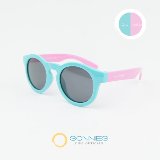 Sonnies - Kinder Zonnebril Roma Duo Blu Rosa - Leeftijd 1 jaar - 2 jaar - 3 jaar - gepolariseerde glazen met UV400 bescherming - lichtgewicht frame - buigzaam flexibel - jongens en meisjes - kinderzonnebril - Zonnebril Kind - kleur blauw roze van Sonnies