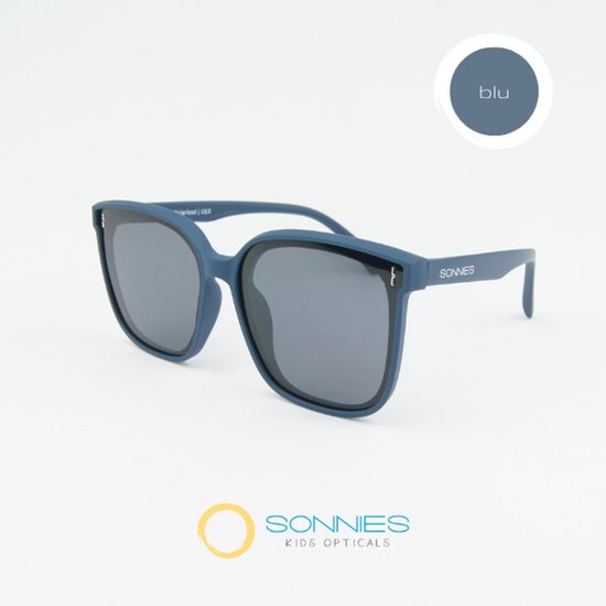 Sonnies - Kinder Zonnebril Veneto Blu - Leeftijd 9 jaar - 10 jaar - 11 jaar - 12 jaar - gepolariseerde glazen met UV400 bescherming - lichtgewicht frame - buigzaam en flexibel - jongens en meisjes - kinderzonnebril - Zonnebril Kind - kleur blauw van Sonnies