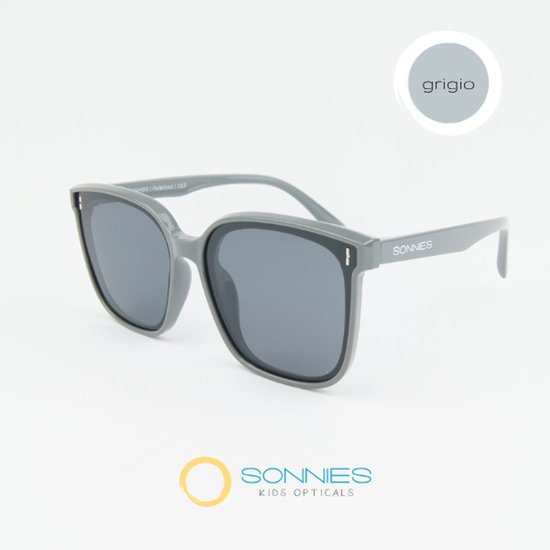 Sonnies - Kinder Zonnebril Veneto Grigio - Leeftijd 9 jaar - 10 jaar - 11 jaar - 12 jaar - gepolariseerde glazen met UV400 bescherming - lichtgewicht frame - buigzaam en flexibel - jongens en meisjes - kinderzonnebril - Zonnebril Kind - kleur grijs van Sonnies