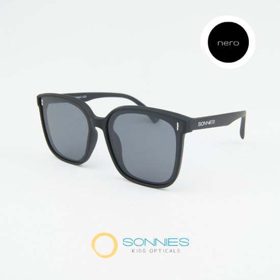 Sonnies - Kinder Zonnebril Veneto Nero - Leeftijd 9 jaar - 10 jaar - 11 jaar - 12 jaar - gepolariseerde glazen met UV400 bescherming - lichtgewicht frame - buigzaam en flexibel - jongens en meisjes - kinderzonnebril - Zonnebril Kind - kleur zwart van Sonnies