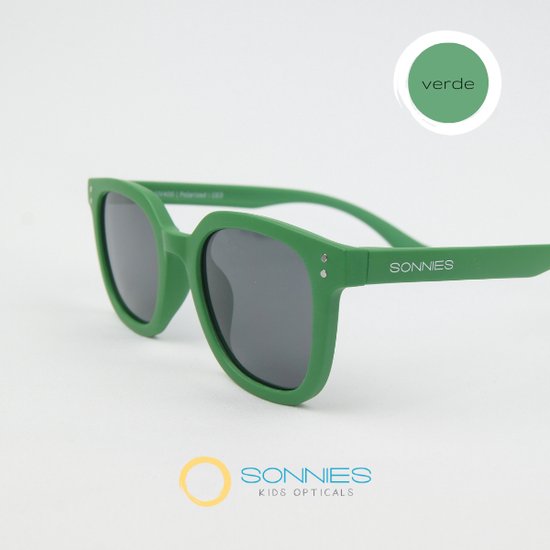 Sonnies - Kinderzonnebril Bologna Verde - Leeftijd 7-12 jaar - gepolariseerde glazen voorzien van UV400 bescherming - lichtgewicht frame - buigzaam en flexibel - jongens en meisjes - kinder zonnebril - kleur groen van Sonnies