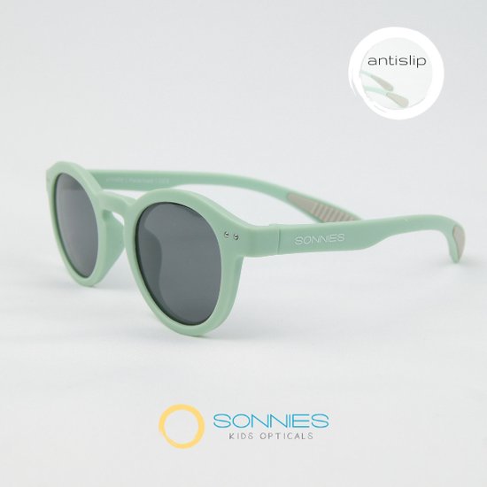 Sonnies - Kinderzonnebril Lucca Tè Verde - Leeftijd 5-7 jaar - gepolariseerde glazen voorzien van UV400 bescherming - lichtgewicht frame - buigzaam en flexibel - jongens en meisjes - kinder zonnebril - kleur lichtgroen van Sonnies