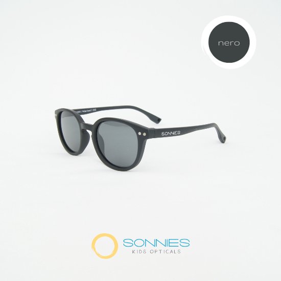 Sonnies - Kinderzonnebril Palermo Nero - Leeftijd 7-12 jaar - gepolariseerde glazen voorzien van UV400 bescherming - lichtgewicht frame - buigzaam en flexibel - jongens en meisjes - kinder zonnebril - kleur zwart van Sonnies