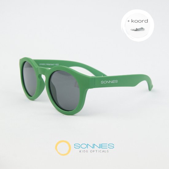 Sonnies - Kinderzonnebril Roma Verde - Leeftijd 1-3 jaar - gepolariseerde glazen voorzien van UV400 bescherming - lichtgewicht frame - buigzaam en flexibel - jongens en meisjes - kinder zonnebril - kleur groen van Sonnies