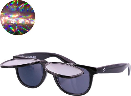 Spacebril - Space Bril - Space Zonnebril - Caleidoscoop Bril - Diffractie Bril - Festival Bril - Zwart