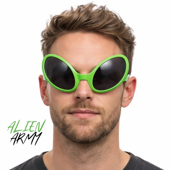 Spacers - Alien Zonnebril Groen - Join de ALIEN ARMY - Unisex - Zonnebril - Festival Bril - Rave Bril - zonnebril heren van Merkloos