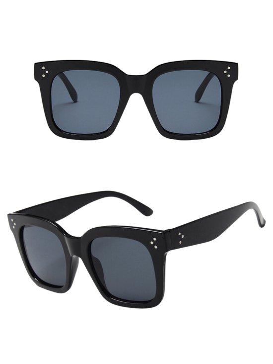 SparkGlasses Oversized Zonnebril - UV400 - Hoge Bescherming - Sunglasses - Big Frame - Vierkant - Stijlvol - Festival - Zonnebril - Matzwart - Matte Black van Merkloos